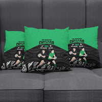 New Zealand and Ireland Rugby Pillow Cover Chicago 2025 Go All Black Shamrocks - Polynesian Pride