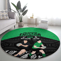 New Zealand and Ireland Rugby Round Carpet Chicago 2025 Go All Black Shamrocks - Polynesian Pride