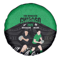 New Zealand and Ireland Rugby Spare Tire Cover Chicago 2025 Go All Black Shamrocks - Polynesian Pride