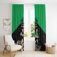New Zealand and Ireland Rugby Window Curtain Chicago 2025 Go All Black Shamrocks - Polynesian Pride