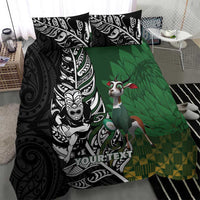 New Zealand and South Africa Rugby Custom Bedding Set Maori Tiki Fern Springboks Kente Pattern - Polynesian Pride