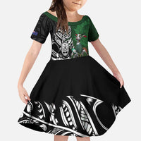 New Zealand and South Africa Rugby Custom Family Matching Mermaid Dress and Hawaiian Shirt Maori Tiki Fern Springboks Kente Pattern - Polynesian Pride