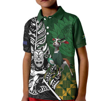 New Zealand and South Africa Rugby Custom Kid Polo Shirt Maori Tiki Fern Springboks Kente Pattern - Polynesian Pride