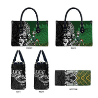 New Zealand and South Africa Rugby Custom Leather Bag Maori Tiki Fern Springboks Kente Pattern - Polynesian Pride