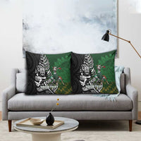 New Zealand and South Africa Rugby Custom Pillow Cover Maori Tiki Fern Springboks Kente Pattern - Polynesian Pride
