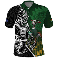 New Zealand and South Africa Rugby Custom Polo Shirt Maori Tiki Fern Springboks Kente Pattern - Polynesian Pride