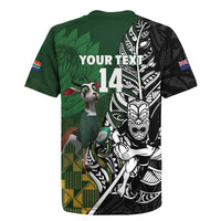 New Zealand and South Africa Rugby Custom Rugby Jersey Maori Tiki Fern Springboks Kente Pattern - Polynesian Pride