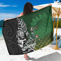 New Zealand and South Africa Rugby Custom Sarong Maori Tiki Fern Springboks Kente Pattern - Polynesian Pride