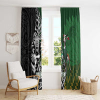 New Zealand and South Africa Rugby Custom Window Curtain Maori Tiki Fern Springboks Kente Pattern - Polynesian Pride