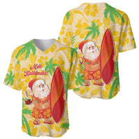 Aloha Hawaii Christmas Baseball Jersey Mele Kalikimaka Funny Santa Palaka Quilt Motifs - Polynesian Pride