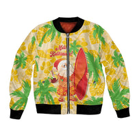 Aloha Hawaii Christmas Bomber Jacket Mele Kalikimaka Funny Santa Palaka Quilt Motifs - Polynesian Pride