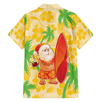 Aloha Hawaii Christmas Family Matching Off Shoulder Short Dress and Hawaiian Shirt Mele Kalikimaka Funny Santa Palaka Quilt Motifs - Polynesian Pride