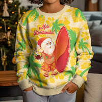 Aloha Hawaii Christmas Kid Ugly Christmas Sweater Mele Kalikimaka Funny Santa Palaka Quilt Motifs - Polynesian Pride