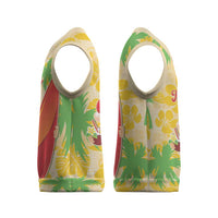 Aloha Hawaii Christmas Knitted V-Neck Vest Mele Kalikimaka Funny Santa Palaka Quilt Motifs - Polynesian Pride