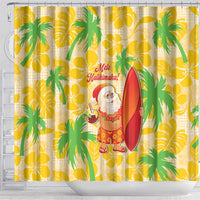 Aloha Hawaii Christmas Shower Curtain Mele Kalikimaka Funny Santa Palaka Quilt Motifs - Polynesian Pride