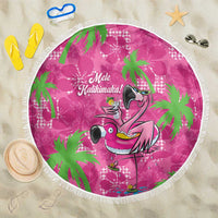 Aloha Hawaii Christmas Beach Blanket Mele Kalikimaka Chill Flamingo Palaka Quilt Motifs - Polynesian Pride