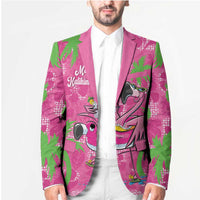 Aloha Hawaii Christmas Blazer Mele Kalikimaka Chill Flamingo Palaka Quilt Motifs - Polynesian Pride