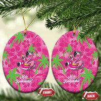 Aloha Hawaii Christmas Ceramic Ornament Mele Kalikimaka Chill Flamingo Palaka Quilt Motifs - Polynesian Pride