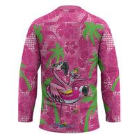 Aloha Hawaii Christmas Hockey Jersey Mele Kalikimaka Chill Flamingo Palaka Quilt Motifs LT14 - Polynesian Pride