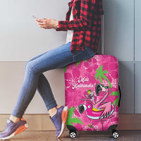 Aloha Hawaii Christmas Luggage Cover Mele Kalikimaka Chill Flamingo Palaka Quilt Motifs - Polynesian Pride