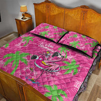 Aloha Hawaii Christmas Quilt Bed Set Mele Kalikimaka Chill Flamingo Palaka Quilt Motifs - Polynesian Pride