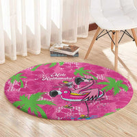 Aloha Hawaii Christmas Round Carpet Mele Kalikimaka Chill Flamingo Palaka Quilt Motifs - Polynesian Pride