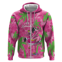 Aloha Hawaii Christmas Zip Hoodie Mele Kalikimaka Chill Flamingo Palaka Quilt Motifs - Polynesian Pride
