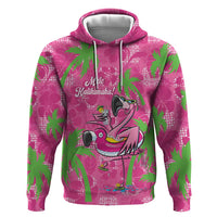 Aloha Hawaii Christmas Zip Hoodie Mele Kalikimaka Chill Flamingo Palaka Quilt Motifs - Polynesian Pride