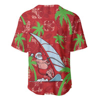 Aloha Hawaii Christmas Baseball Jersey Mele Kalikimaka Windsurfing Santa Palaka Quilt Motifs - Polynesian Pride