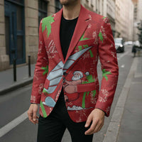 Aloha Hawaii Christmas Blazer Mele Kalikimaka Windsurfing Santa Palaka Quilt Motifs - Polynesian Pride