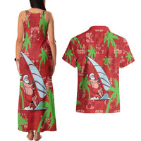 Aloha Hawaii Christmas Couples Matching Tank Maxi Dress and Hawaiian Shirt Mele Kalikimaka Windsurfing Santa Palaka Quilt Motifs - Polynesian Pride