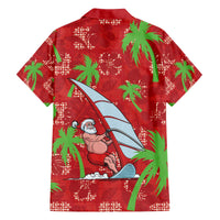 Aloha Hawaii Christmas Family Matching Off The Shoulder Long Sleeve Dress and Hawaiian Shirt Mele Kalikimaka Windsurfing Santa Palaka Quilt Motifs - Polynesian Pride