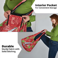 Aloha Hawaii Christmas Grocery Bag Mele Kalikimaka Windsurfing Santa Palaka Quilt Motifs - Polynesian Pride