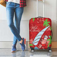 Aloha Hawaii Christmas Luggage Cover Mele Kalikimaka Windsurfing Santa Palaka Quilt Motifs - Polynesian Pride