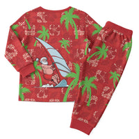 Aloha Hawaii Christmas Pajama Set Mele Kalikimaka Windsurfing Santa Palaka Quilt Motifs - Polynesian Pride