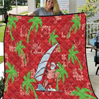 Aloha Hawaii Christmas Quilt Mele Kalikimaka Windsurfing Santa Palaka Quilt Motifs - Polynesian Pride