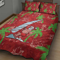 Aloha Hawaii Christmas Quilt Bed Set Mele Kalikimaka Windsurfing Santa Palaka Quilt Motifs - Polynesian Pride