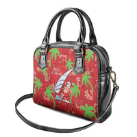 Aloha Hawaii Christmas Shoulder Handbag Mele Kalikimaka Windsurfing Santa Palaka Quilt Motifs - Polynesian Pride