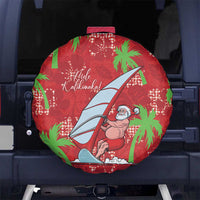 Aloha Hawaii Christmas Spare Tire Cover Mele Kalikimaka Windsurfing Santa Palaka Quilt Motifs - Polynesian Pride