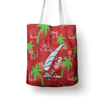 Aloha Hawaii Christmas Tote Bag Mele Kalikimaka Windsurfing Santa Palaka Quilt Motifs - Polynesian Pride