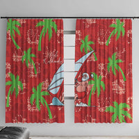 Aloha Hawaii Christmas Window Curtain Mele Kalikimaka Windsurfing Santa Palaka Quilt Motifs - Polynesian Pride