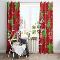 Aloha Hawaii Christmas Window Curtain Mele Kalikimaka Windsurfing Santa Palaka Quilt Motifs - Polynesian Pride