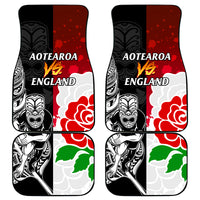 New Zealand And England Rugby Car Mats 2023 World Cup All Black Combine Red Roses LT14 Black - Polynesian Pride