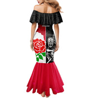 New Zealand And England Rugby Family Matching Mermaid Dress and Hawaiian Shirt 2023 World Cup All Black Combine Red Roses LT14 - Polynesian Pride