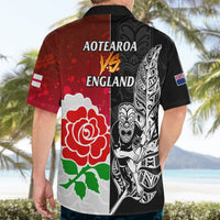 New Zealand And England Rugby Hawaiian Shirt 2023 World Cup All Black Combine Red Roses LT14 - Polynesian Pride