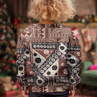 Brown Bula Fiji Kid Ugly Christmas Sweater Unique Masi Tapa Pattern
