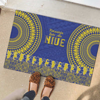Fakaalofa Lahi Atu Niue Rubber Doormat Siapo Pattern With Puakenikeni