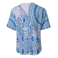Niue Language Week Baseball Jersey The Rock Coconut Crab - Siapo Blue Pastel