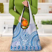 Niue Language Week Grocery Bag The Rock Coconut Crab - Siapo Blue Pastel