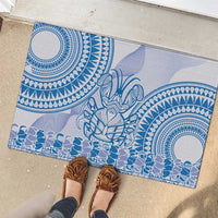 Niue Language Week Rubber Doormat The Rock Coconut Crab - Siapo Blue Pastel